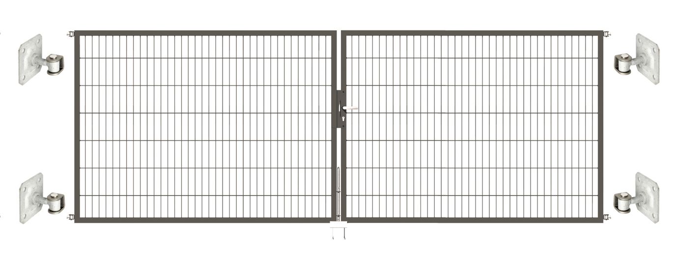 Doppeltor Optima 656 zur Mauermontage (ohne Pfosten) - Höhe 140cm, Breite 400cm, (mittig geteilt)