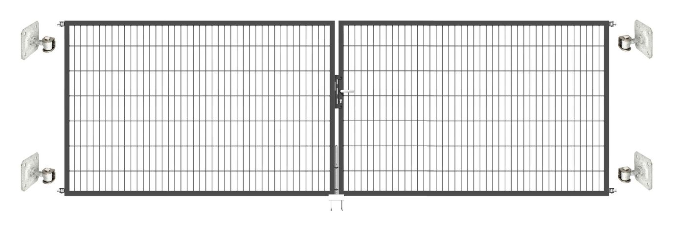 Doppeltor Optima 656 zur Mauermontage (ohne Pfosten) - Höhe 140cm, Breite 450cm, (mittig geteilt)