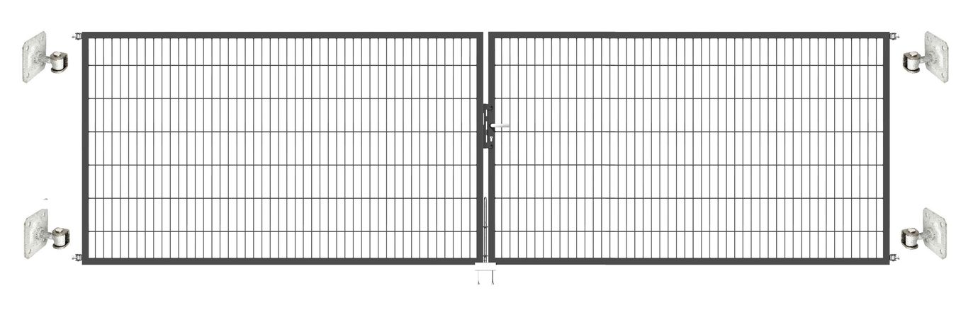 Doppeltor Optima 656 zur Mauermontage (ohne Pfosten) - Höhe 140cm, Breite 500cm, (mittig geteilt)