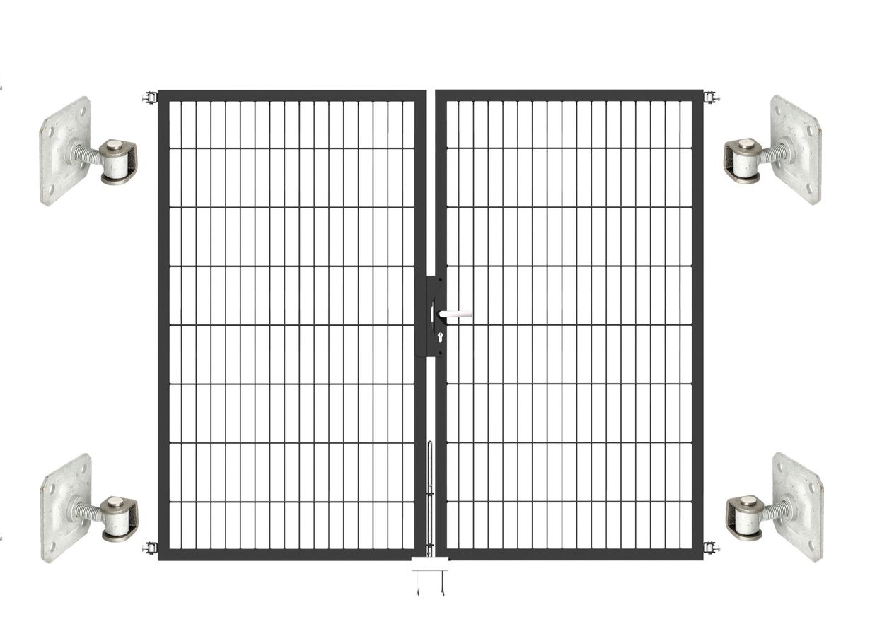 Doppeltor Optima 656 zur Mauermontage (ohne Pfosten) - Höhe 160cm, Breite 200cm, (mittig geteilt)