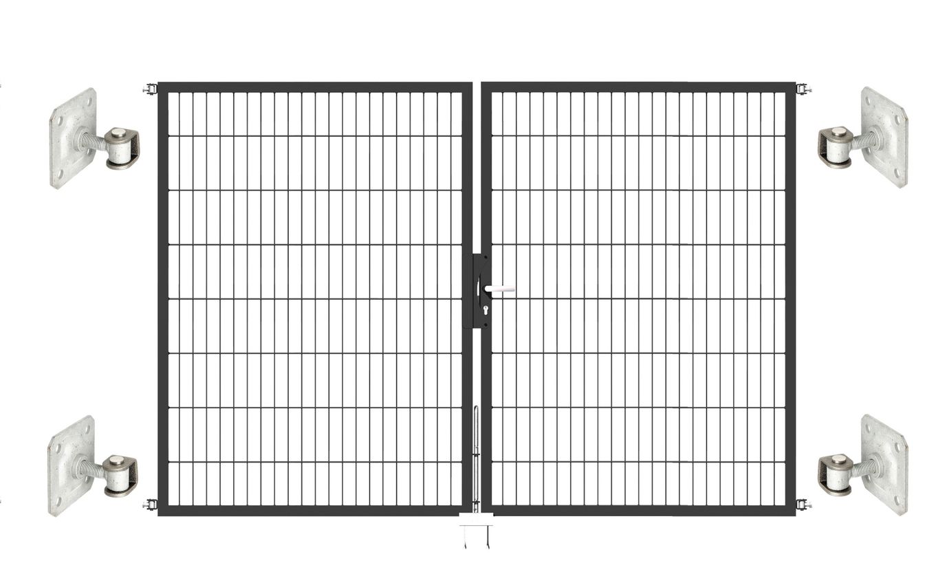 Doppeltor Optima 656 zur Mauermontage (ohne Pfosten) - Höhe 160cm, Breite 250cm, (mittig geteilt)