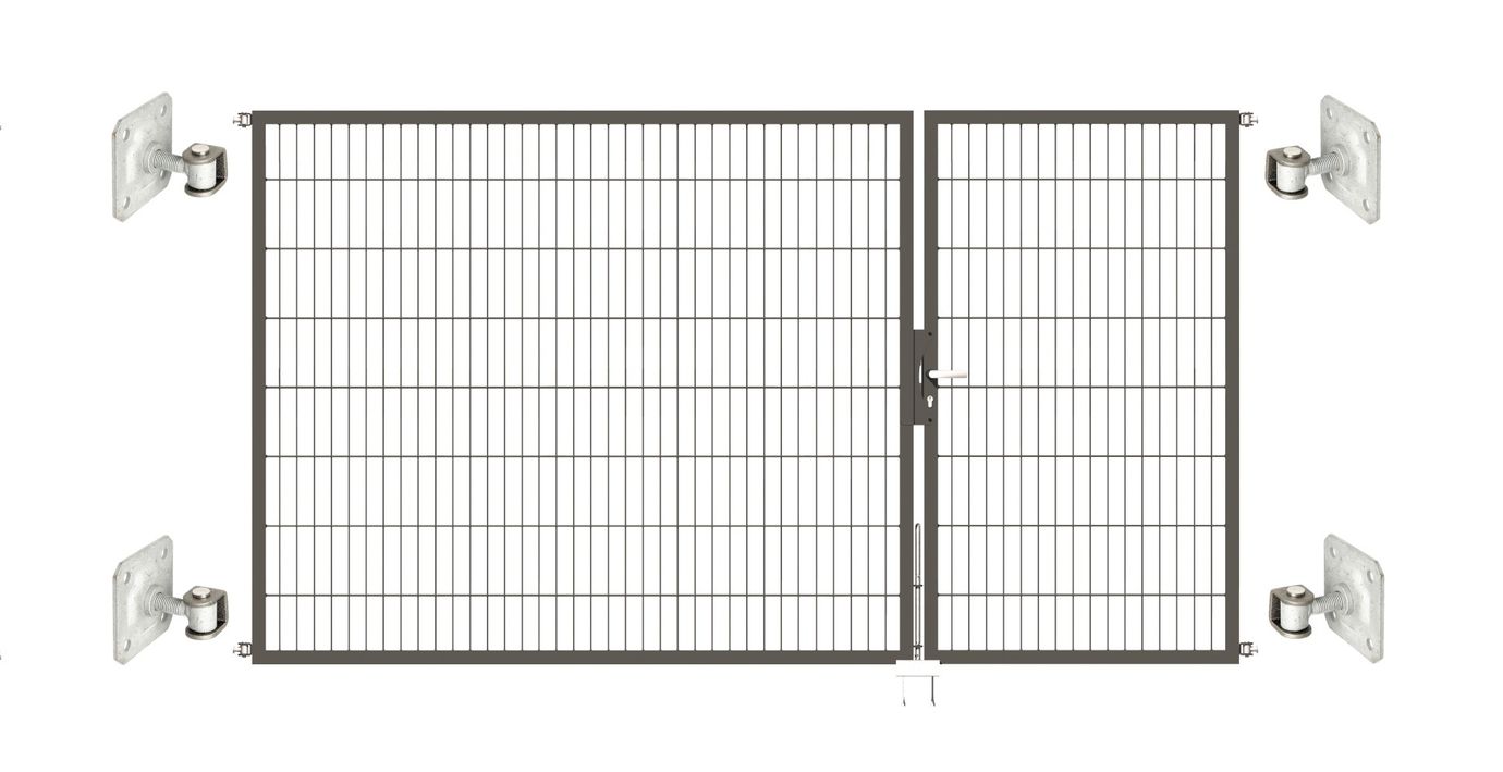 Doppeltor Optima 656 zur Mauermontage (ohne Pfosten) - Höhe 160cm, Breite 300cm, (Teilung 100+200cm, asymmetrisch)