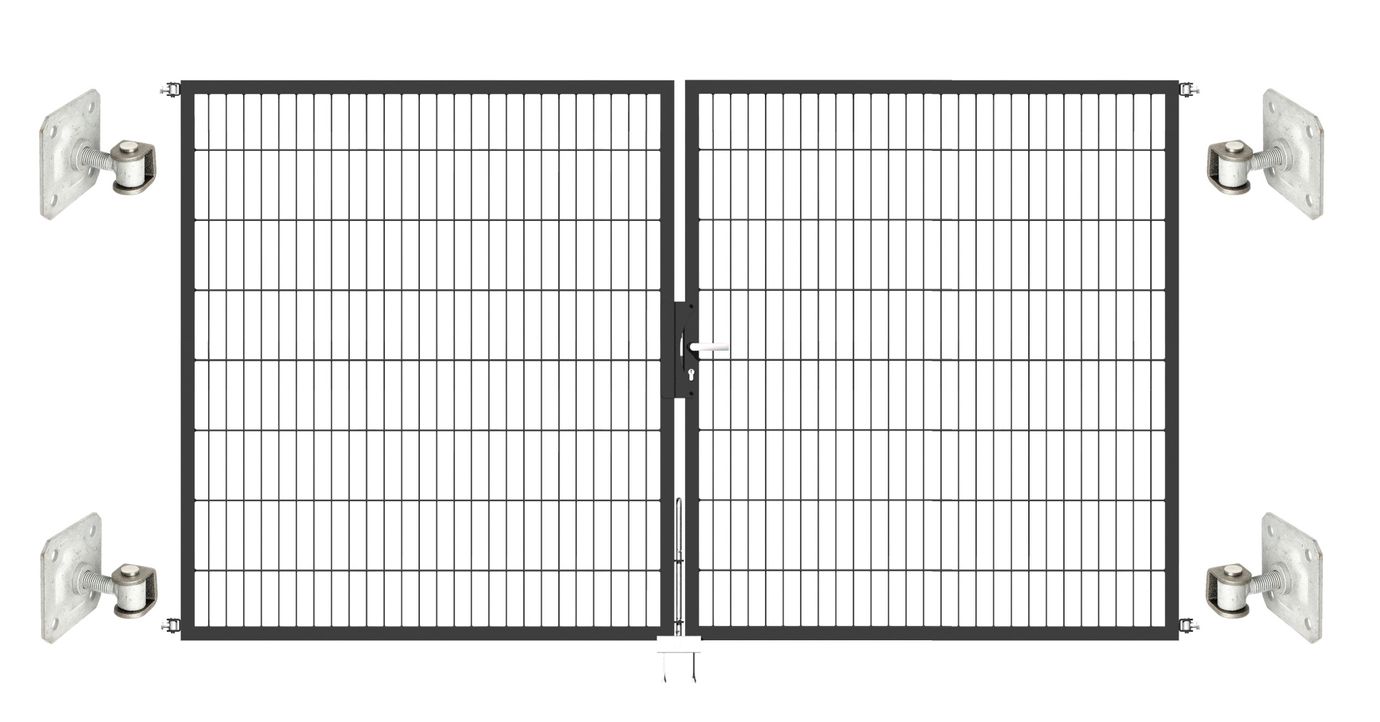 Doppeltor Optima 656 zur Mauermontage (ohne Pfosten) - Höhe 160cm, Breite 300cm, (mittig geteilt)