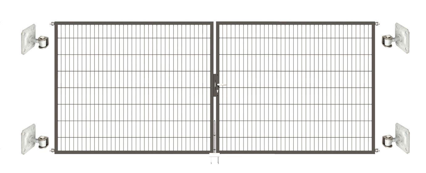 Doppeltor Optima 656 zur Mauermontage (ohne Pfosten) - Höhe 160cm, Breite 400cm, (mittig geteilt)