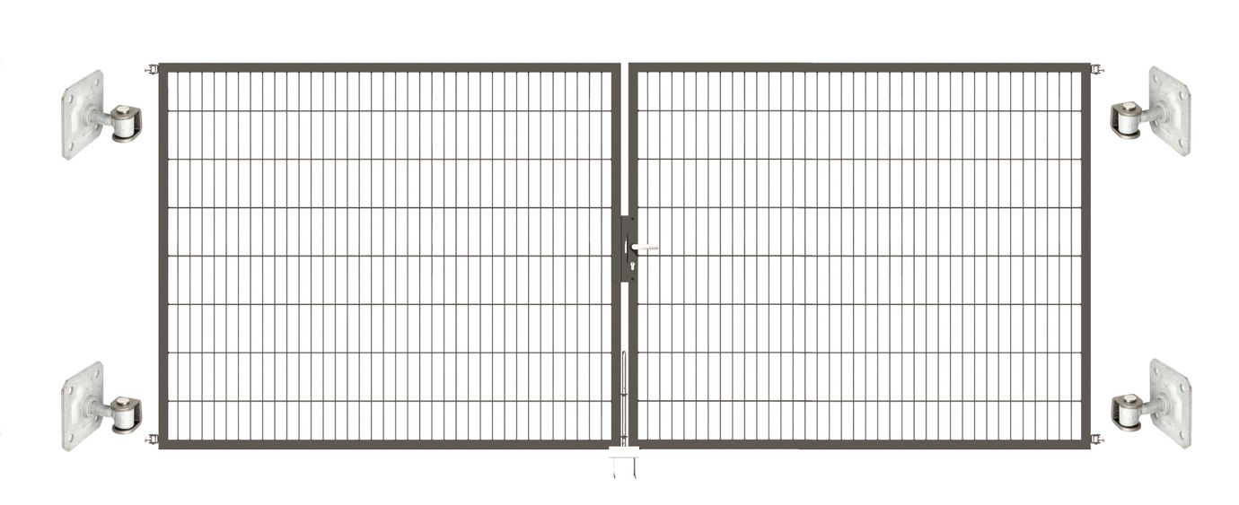 Doppeltor Optima 656 zur Mauermontage (ohne Pfosten) - Höhe 160cm, Breite 400cm, (mittig geteilt)