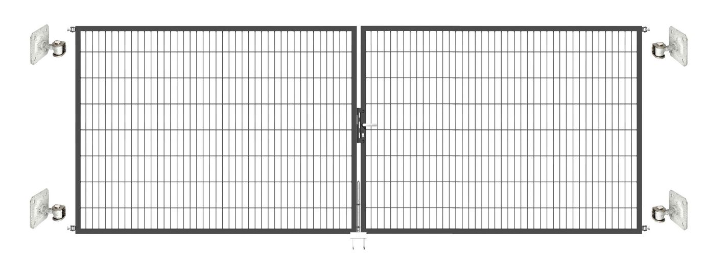 Doppeltor Optima 656 zur Mauermontage (ohne Pfosten) - Höhe 160cm, Breite 450cm, (mittig geteilt)