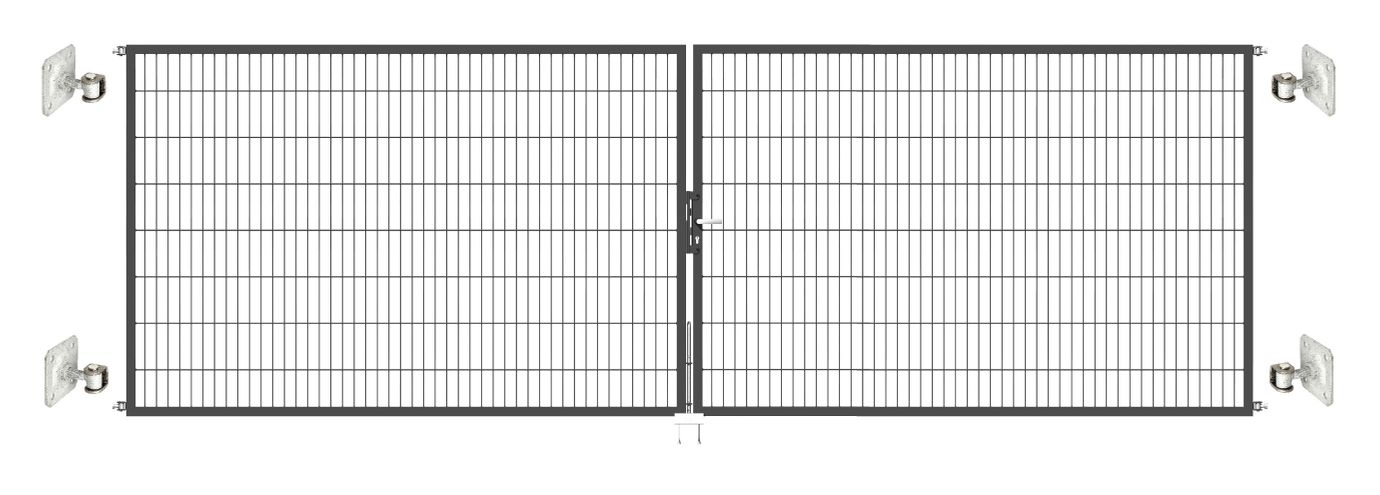 Doppeltor Optima 656 zur Mauermontage (ohne Pfosten) - Höhe 160cm, Breite 500cm, (mittig geteilt)