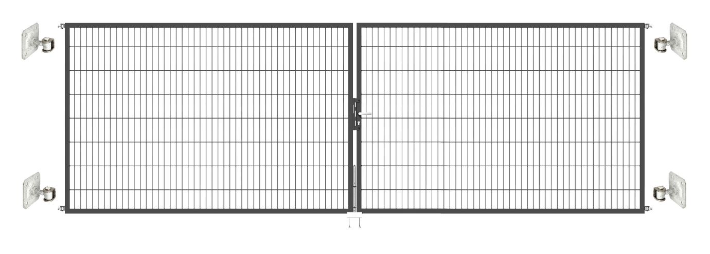 Doppeltor Optima 656 zur Mauermontage (ohne Pfosten) - Höhe 160cm, Breite 500cm, (mittig geteilt)