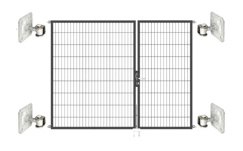 Doppeltor Optima 656 zur Mauermontage (ohne Pfosten) - Höhe 180cm, Breite 250cm, (Teilung 100+150cm, asymmetrisch)