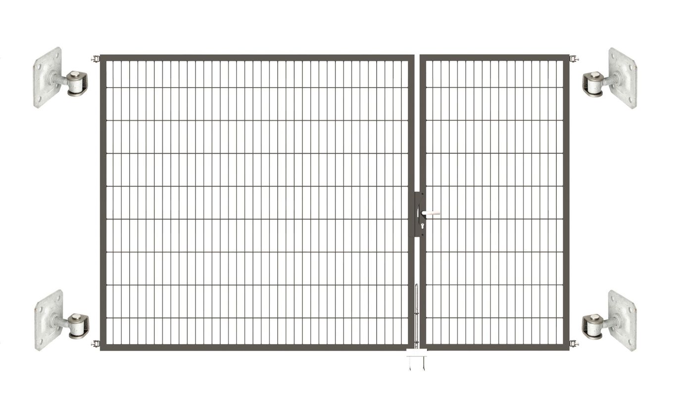 Doppeltor Optima 656 zur Mauermontage (ohne Pfosten) - Höhe 180cm, Breite 300cm, (Teilung 100+200cm, asymmetrisch)