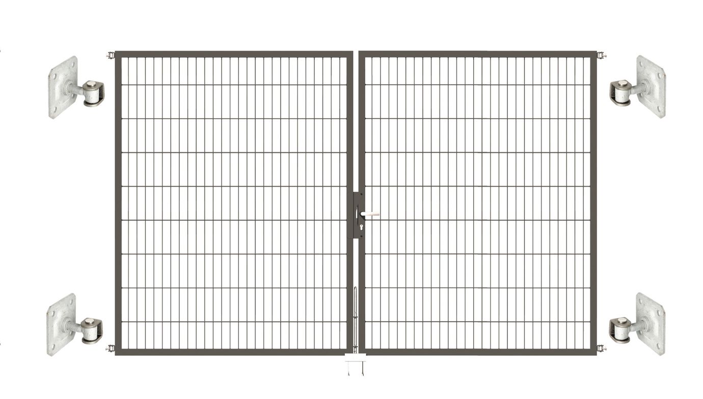 Doppeltor Optima 656 zur Mauermontage (ohne Pfosten) - Höhe 180cm, Breite 300cm, (mittig geteilt)