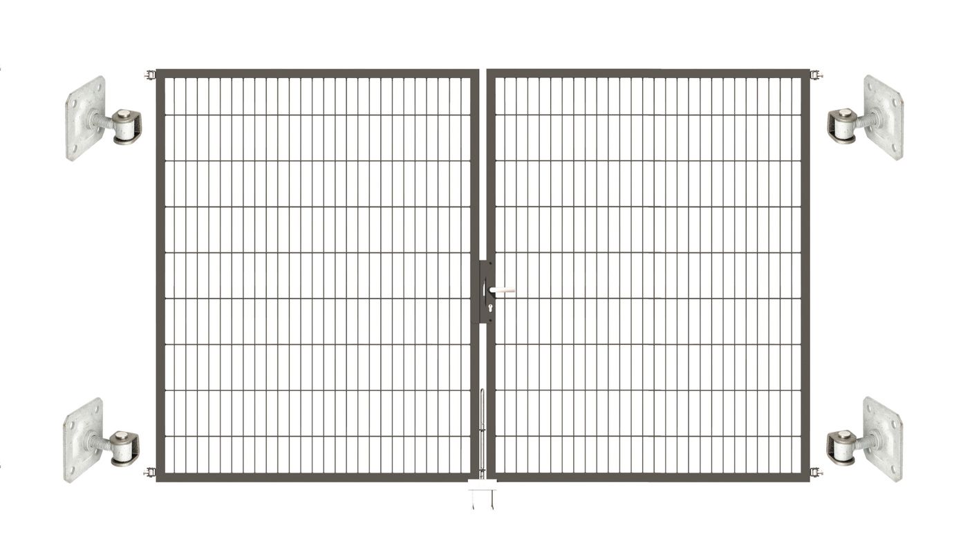 Doppeltor Optima 656 zur Mauermontage (ohne Pfosten) - Höhe 180cm, Breite 300cm, (mittig geteilt)