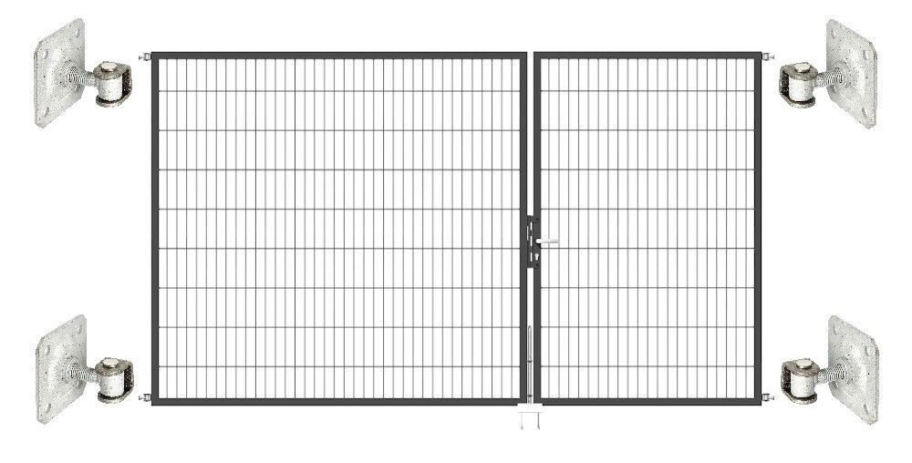 Doppeltor Optima 656 zur Mauermontage (ohne Pfosten) - Höhe 180cm, Breite 325cm, (Teilung 125+200cm, asymmetrisch)