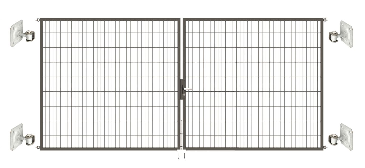 Doppeltor Optima 656 zur Mauermontage (ohne Pfosten) - Höhe 180cm, Breite 400cm, (mittig geteilt)