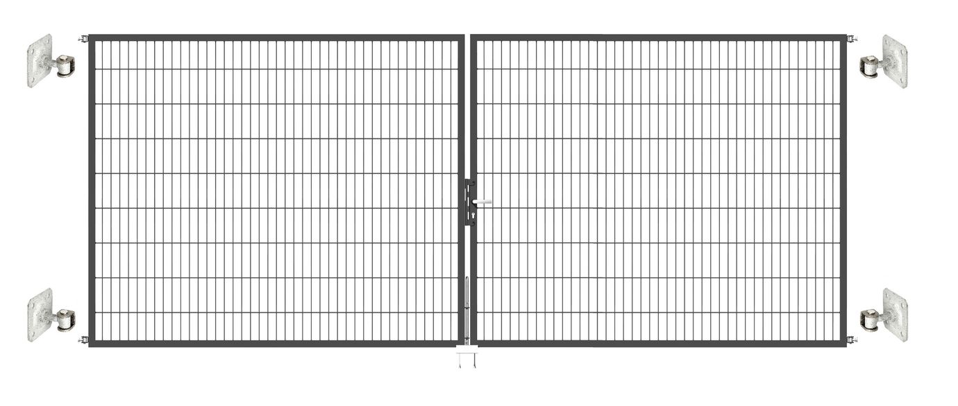 Doppeltor Optima 656 zur Mauermontage (ohne Pfosten) - Höhe 180cm, Breite 450cm, (mittig geteilt)