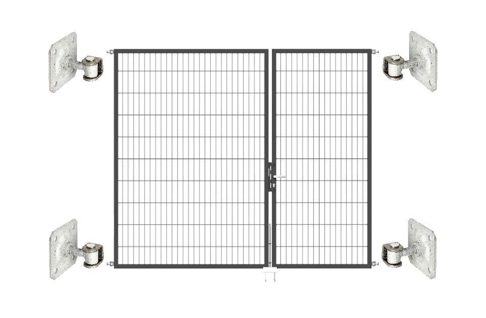 Doppeltor Optima 656 zur Mauermontage (ohne Pfosten) - Höhe 200cm, Breite 250cm, (Teilung 100+150cm, asymmetrisch)