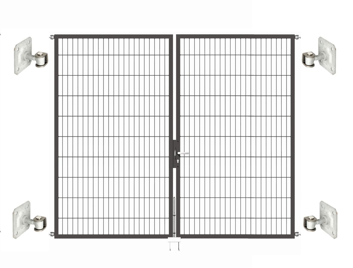 Doppeltor Optima 656 zur Mauermontage (ohne Pfosten) - Höhe 200cm, Breite 250cm, (mittig geteilt)