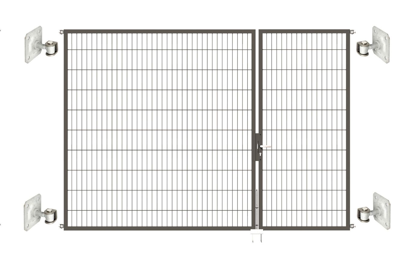 Doppeltor Optima 656 zur Mauermontage (ohne Pfosten) - Höhe 200cm, Breite 300cm, (Teilung 100+200cm, asymmetrisch)