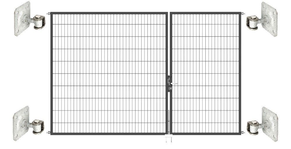 Doppeltor Optima 656 zur Mauermontage (ohne Pfosten) - Höhe 200cm, Breite 325cm, (Teilung 125+200cm, asymmetrisch)