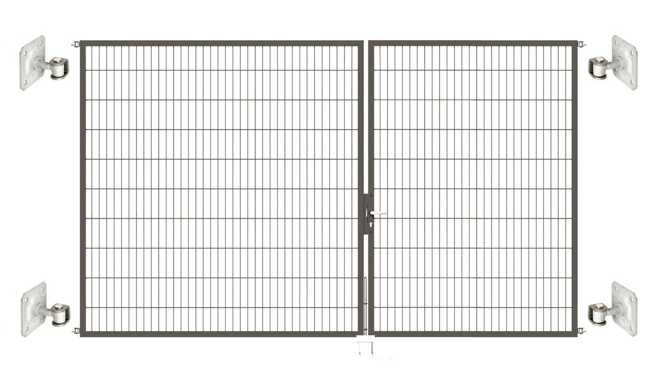 Doppeltor Optima 656 zur Mauermontage (ohne Pfosten) - Höhe 200cm, Breite 350cm, (Teilung 150+200cm, asymmetrisch)