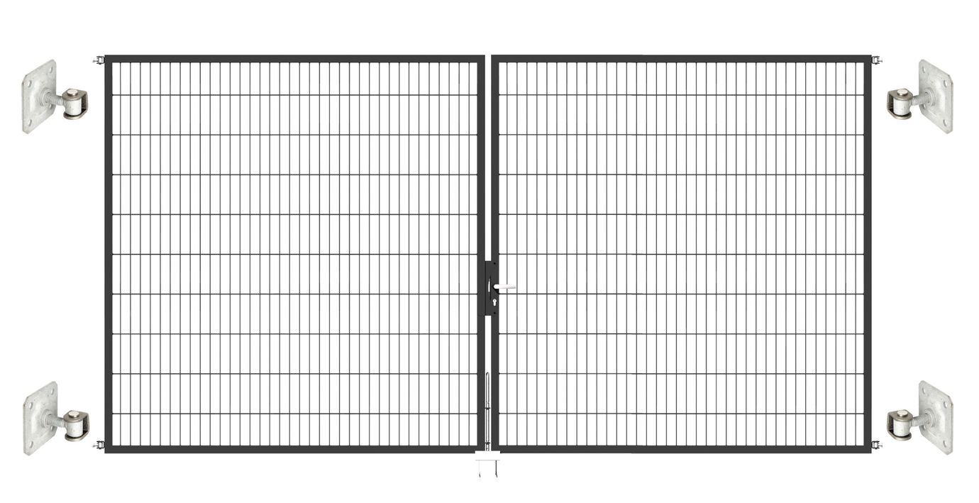 Doppeltor Optima 656 zur Mauermontage (ohne Pfosten) - Höhe 200cm, Breite 400cm, (mittig geteilt)