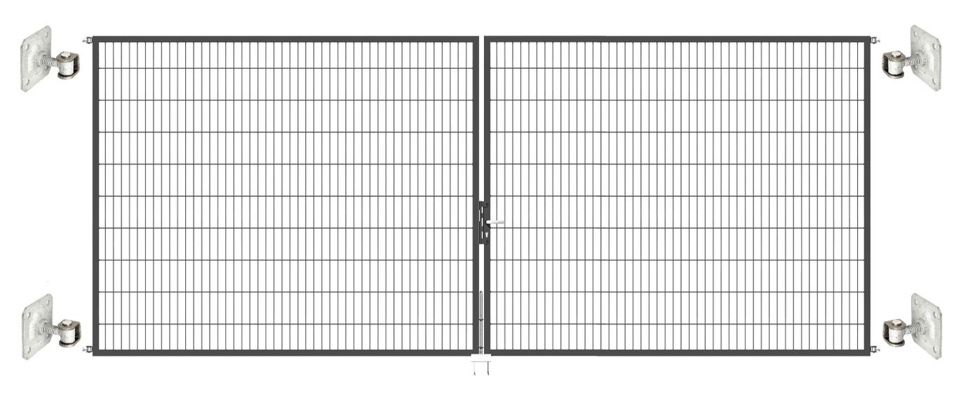 Doppeltor Optima 656 zur Mauermontage (ohne Pfosten) - Höhe 200cm, Breite 500cm, (mittig geteilt)