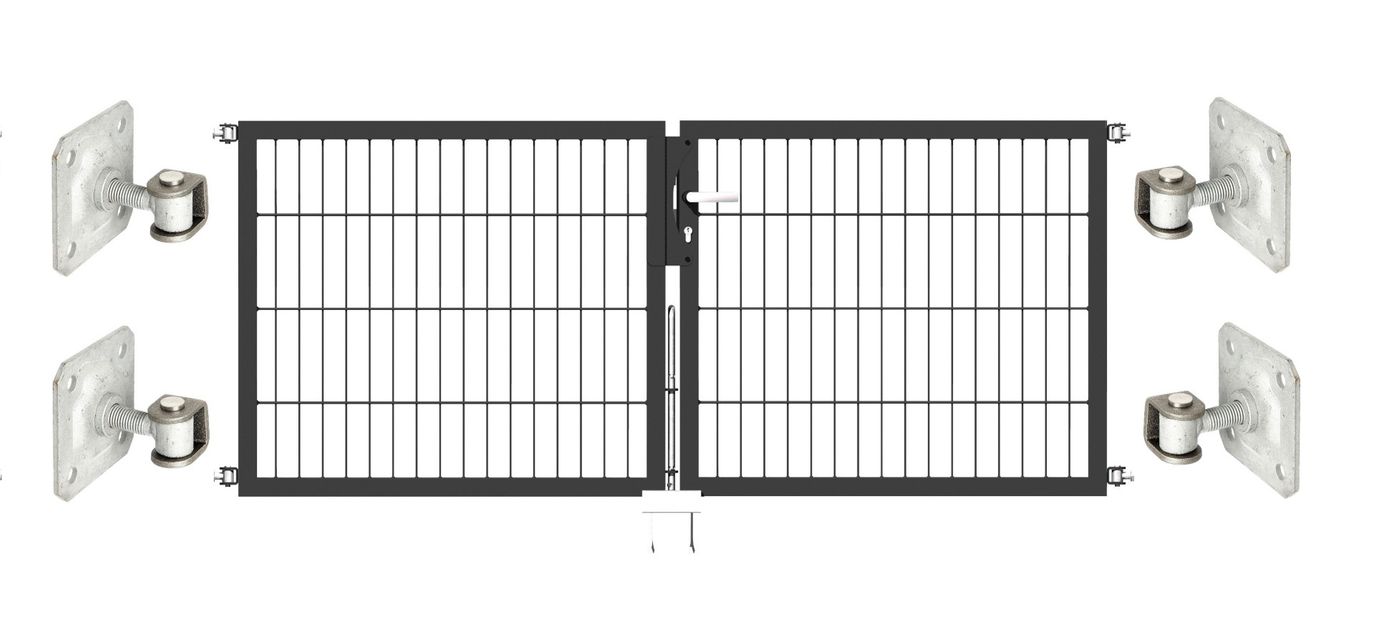 Doppeltor Optima 656 zur Mauermontage (ohne Pfosten) - Höhe 80cm, Breite 200cm (mittig geteilt)