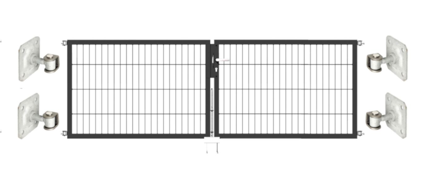 Doppeltor Optima 656 zur Mauermontage (ohne Pfosten) - Höhe 80cm, Breite 250cm, (mittig geteilt)