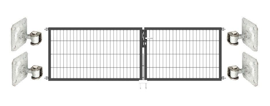 Doppeltor Optima 656 zur Mauermontage (ohne Pfosten) - Höhe 80cm, Breite 275cm, (Teilung 125+150cm, asymmetrisch)