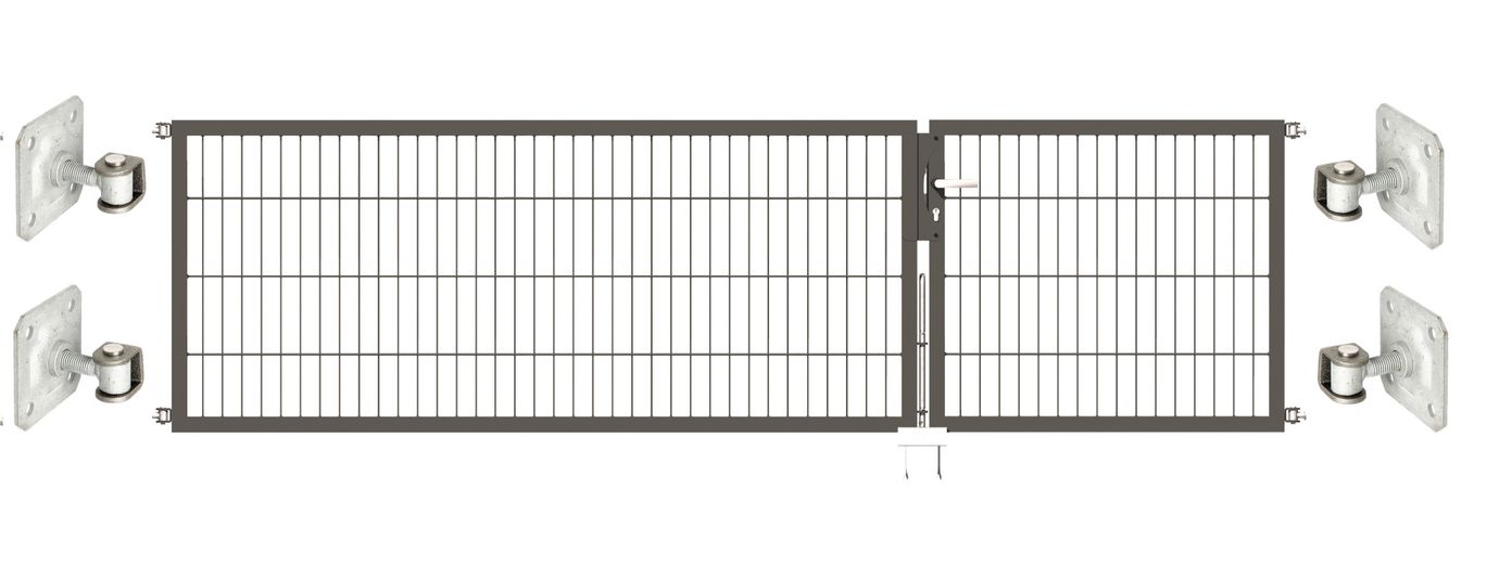 Doppeltor Optima 656 zur Mauermontage (ohne Pfosten) - Höhe 80cm, Breite 300cm, (Teilung 100+200cm, asymmetrisch)