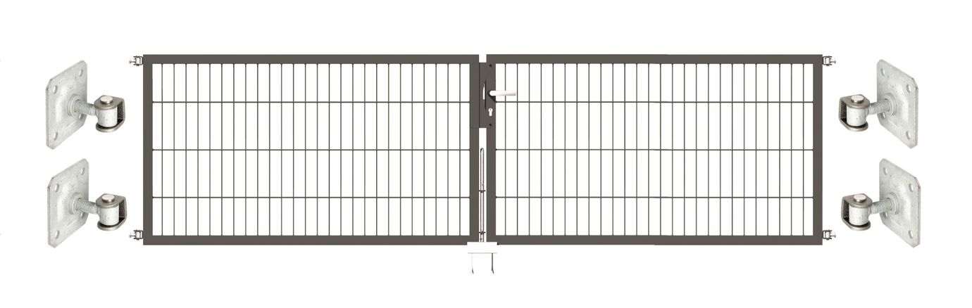Doppeltor Optima 656 zur Mauermontage (ohne Pfosten) - Höhe 80cm, Breite 300cm, (mittig geteilt)