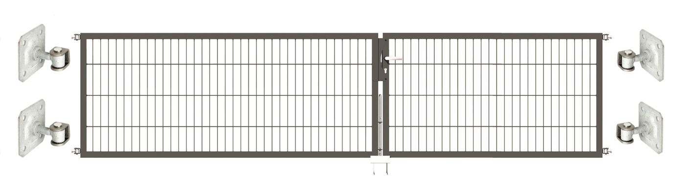 Doppeltor Optima 656 zur Mauermontage (ohne Pfosten) - Höhe 80cm, Breite 350cm, (Teilung 150+200cm, asymmetrisch)