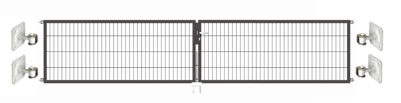 Doppeltor Optima 656 zur Mauermontage (ohne Pfosten) - Höhe 80cm, Breite 400cm, (mittig geteilt)