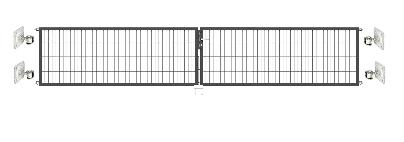 Doppeltor Optima 656 zur Mauermontage (ohne Pfosten) - Höhe 80cm, Breite 450cm, (mittig geteilt)