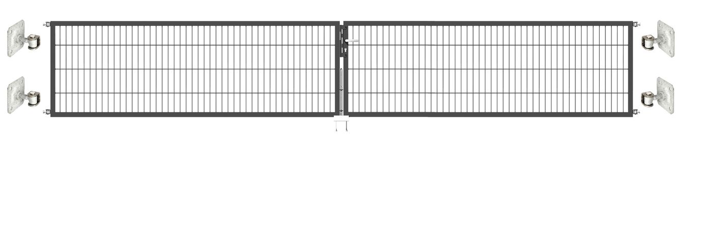 Doppeltor Optima 656 zur Mauermontage (ohne Pfosten) - Höhe 80cm, Breite 500cm, (mittig geteilt)