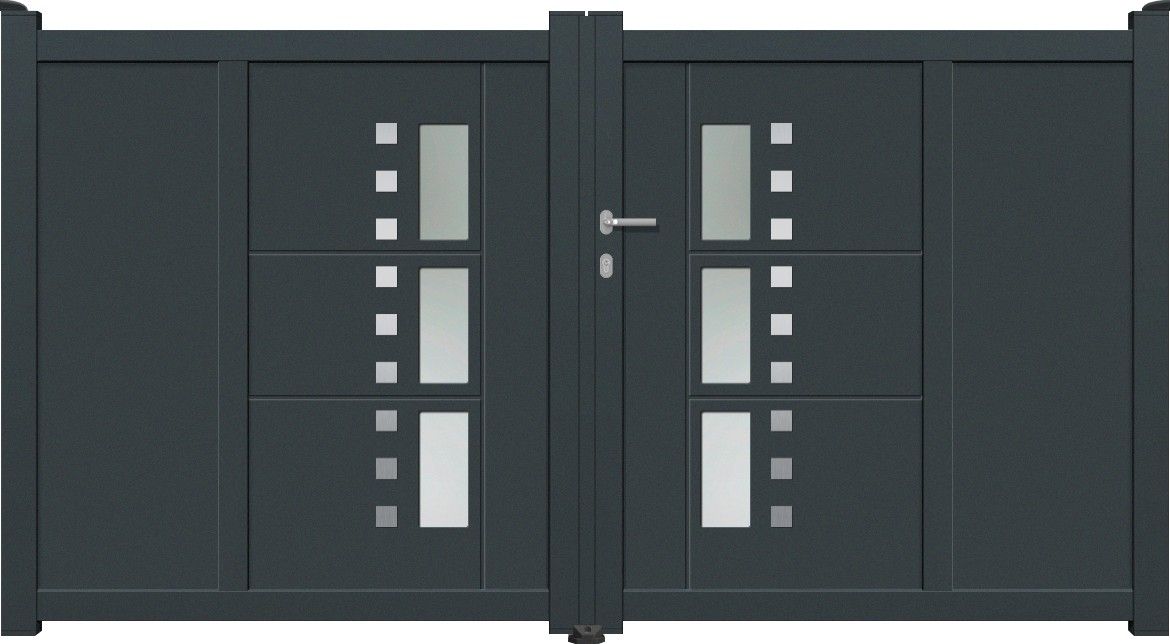 Aluminium Doppeltor Karo - Höhe 160cm, Breite 500cm