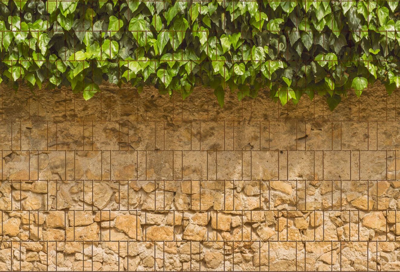 Sichtschutzstreifen Efeu und Mauer (Motivrolle)