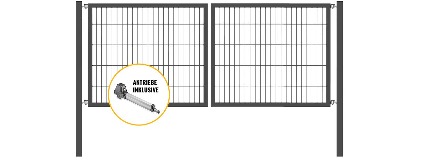 Doppeltor Optima mit E-Antrieb - Höhe 100cm, Breite 250cm (mittig geteilt)