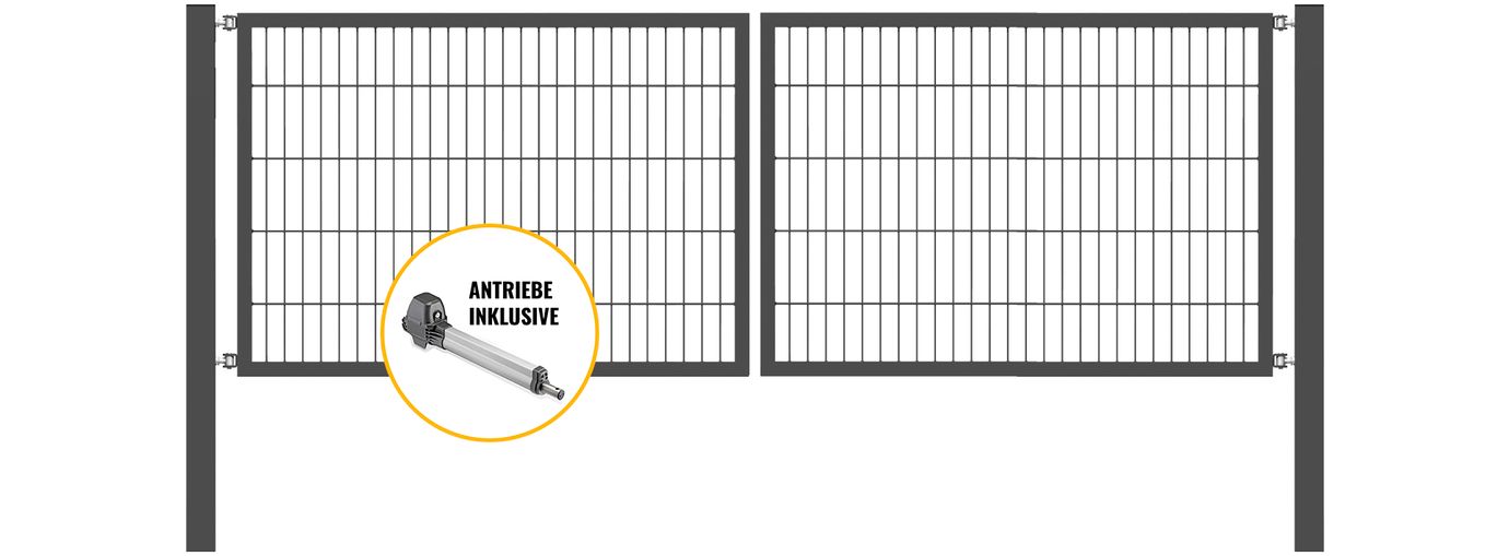 Doppeltor Optima mit E-Antrieb - Höhe 100cm, Breite 300cm (mittig geteilt)