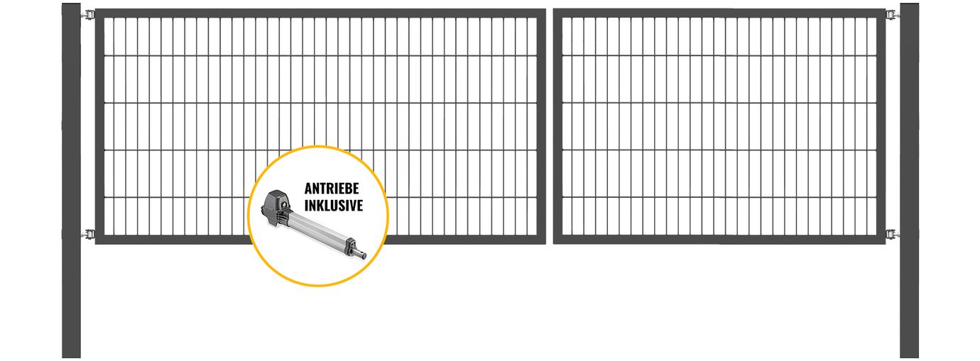 Doppeltor Optima mit E-Antrieb - Höhe 100cm, Breite 350cm (Teilung 150/200cm asymmetrisch)