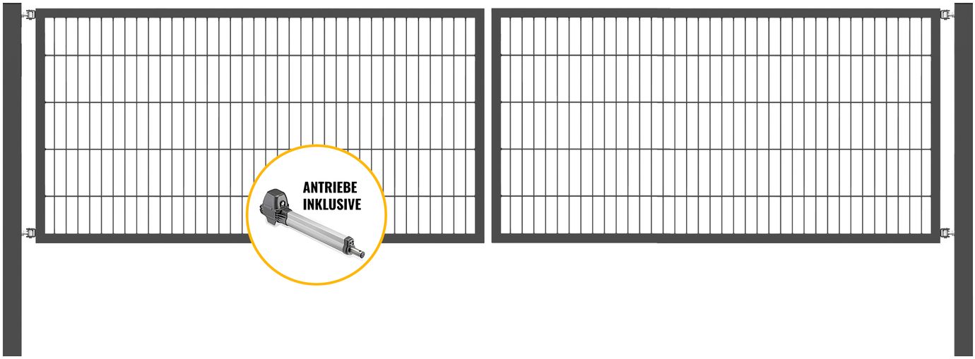 Doppeltor Optima mit E-Antrieb - Höhe 100cm, Breite 450cm (mittig geteilt)