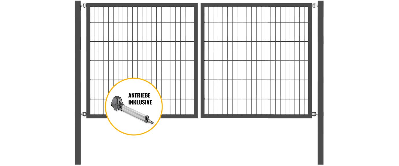 Doppeltor Optima mit E-Antrieb - Höhe 120cm, Breite 250cm (mittig geteilt)