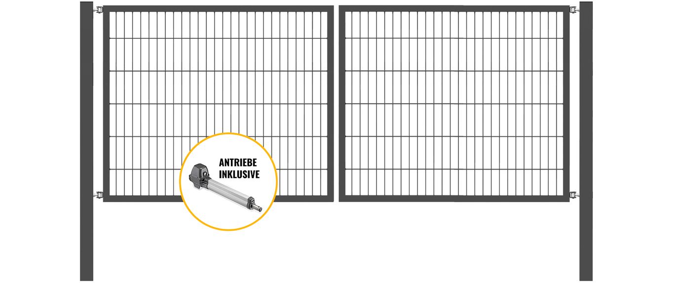 Doppeltor Optima mit E-Antrieb - Höhe 120cm, Breite 300cm (mittig geteilt)