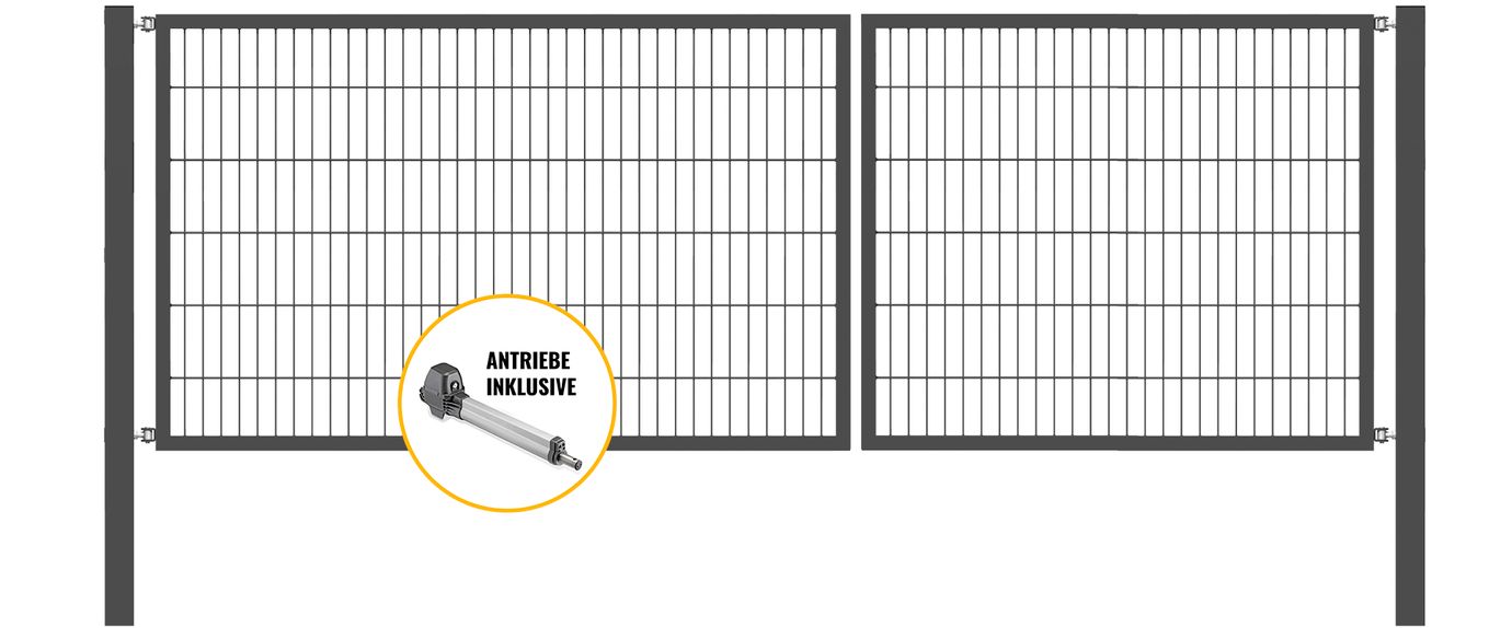 Doppeltor Optima mit E-Antrieb - Höhe 120cm, Breite 350cm (Teilung 150/200cm asymmetrisch)
