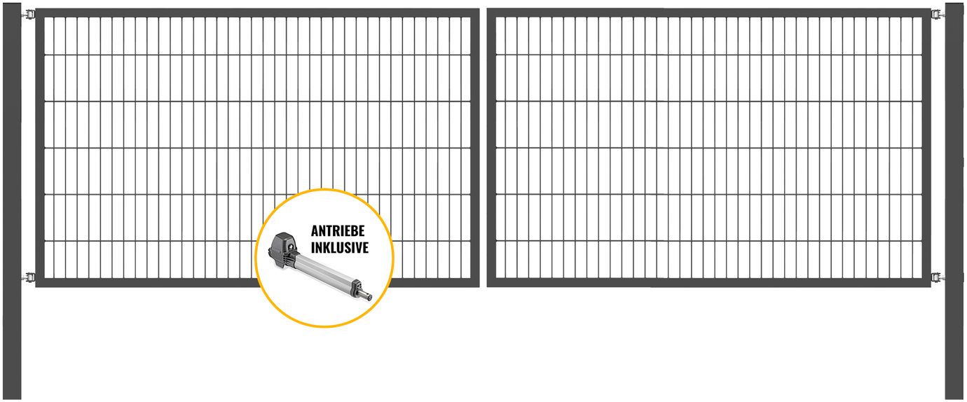 Doppeltor Optima mit E-Antrieb - Höhe 120cm, Breite 500cm (mittig geteilt)