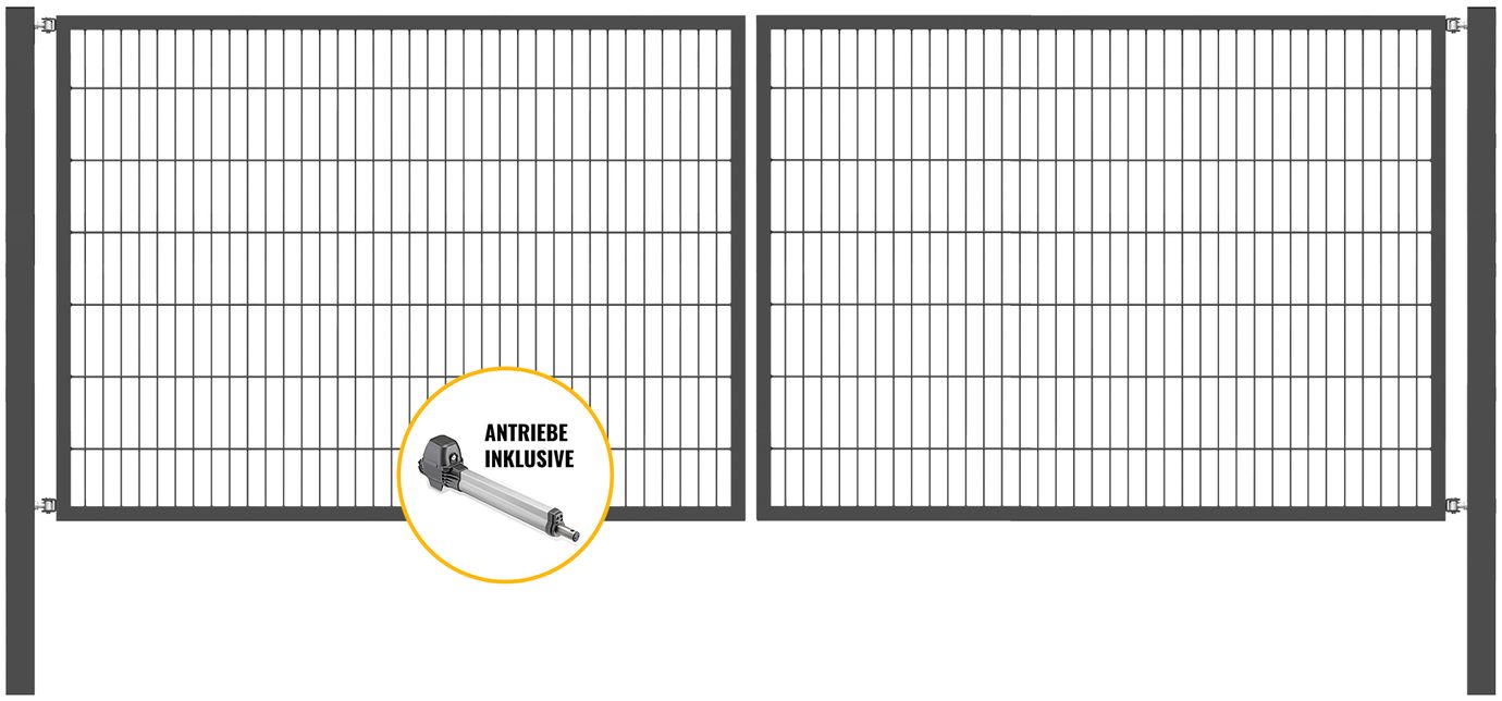 Doppeltor Optima mit E-Antrieb - Höhe 140cm, Breite 400cm (mittig geteilt)