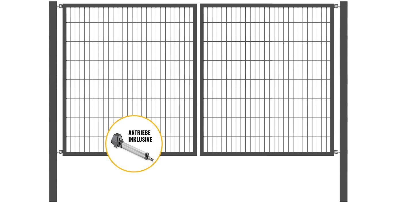 Doppeltor Optima mit E-Antrieb - Höhe 160cm, Breite 300cm (mittig geteilt)