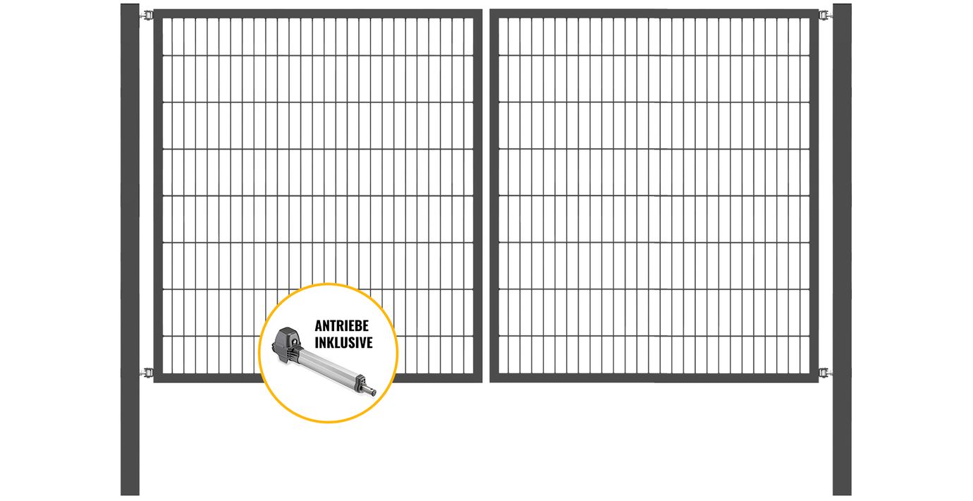 Doppeltor Optima mit E-Antrieb - Höhe 160cm, Breite 300cm (mittig geteilt)