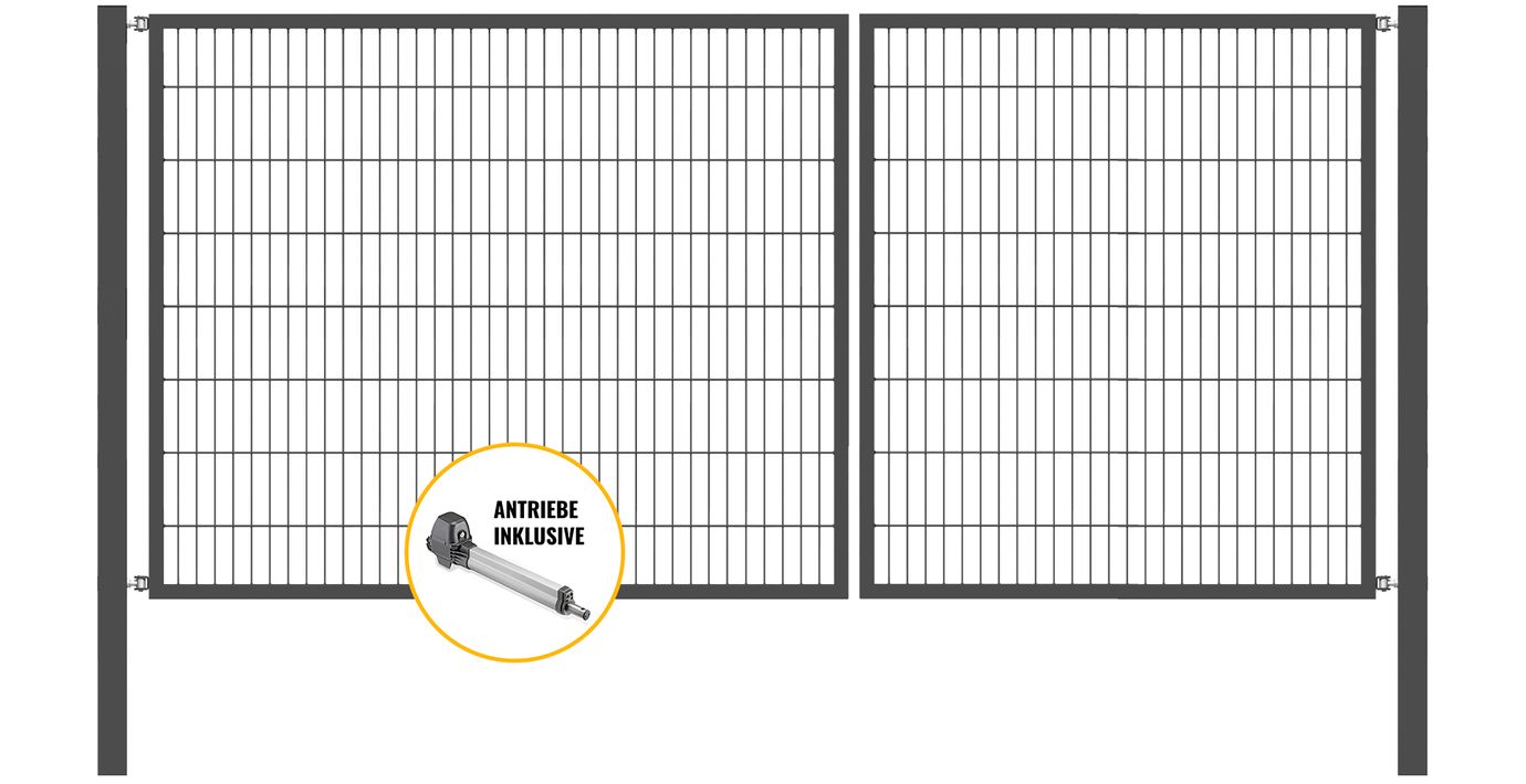 Doppeltor Optima mit E-Antrieb - Höhe 160cm, Breite 350cm (Teilung 150/200cm asymmetrisch)
