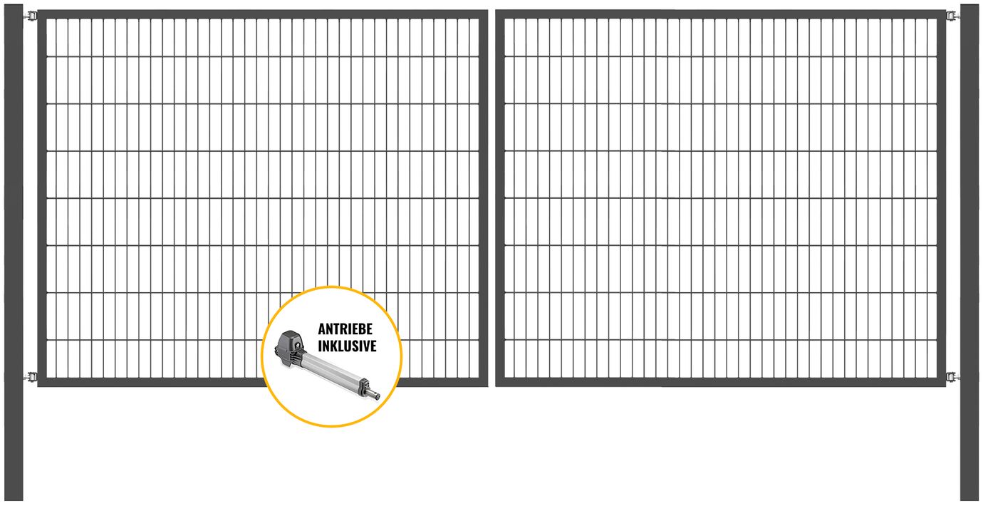 Doppeltor Optima mit E-Antrieb - Höhe 160cm, Breite 400cm (mittig geteilt)